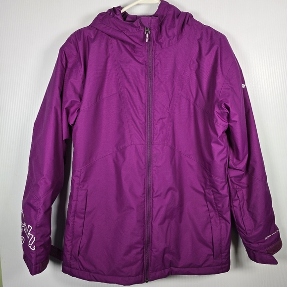 NWOT Columbia Girls Outgrown Omni-Tech Vibrant Purple Ski Jacket Winterwear XL - Picture 1 of 14